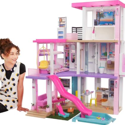 Barbie DreamHouse, Doll House Playset with 75+ Furniture & Accessories, 10 Play Areas, Lights & Sounds, Wheelchair-Accessible Elevator