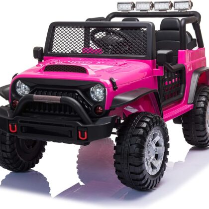 TOBBI 12V Ride On Truck, Electric Vehicles Ride On Car for Kids w/ Remote Control, Music, MP3 Player, Bluetooth, Rose Red