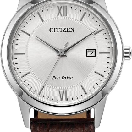 Citizen Men’s Classic Eco-Drive Leather Strap Watch, 3-Hand Date