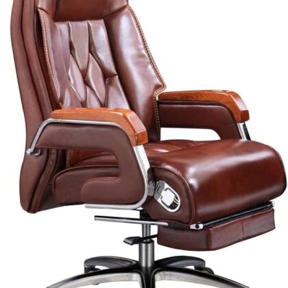 Kinnls Adam Massage Chair with 7-point Vibration Nodes Ergonomic Office Chair with Retractable Footrest Genuine Leather Reclining Home Office Desk Chair…