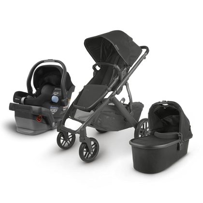 UPPAbaby Vista V2 Stroller – Jake (Black/Carbon/Black Leather) + Mesa Infant Car Seat – Jake (Black) Color:JAKE (black/carbon/black leather)