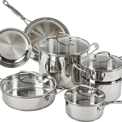 Cuisinart 11-Piece Cookware Set, Chef’s Classic Stainless Steel Collection 77-11G